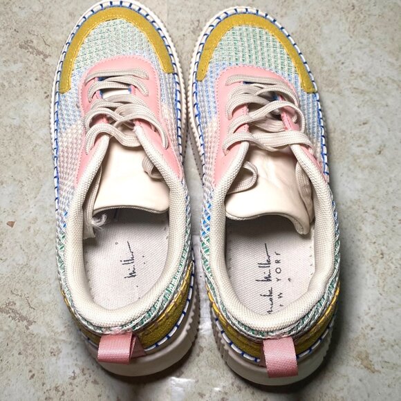 Nicole Miller Brita Platform Sneakers Mesh Suede Accents  Multicolor Design READ - Picture 9 of 9